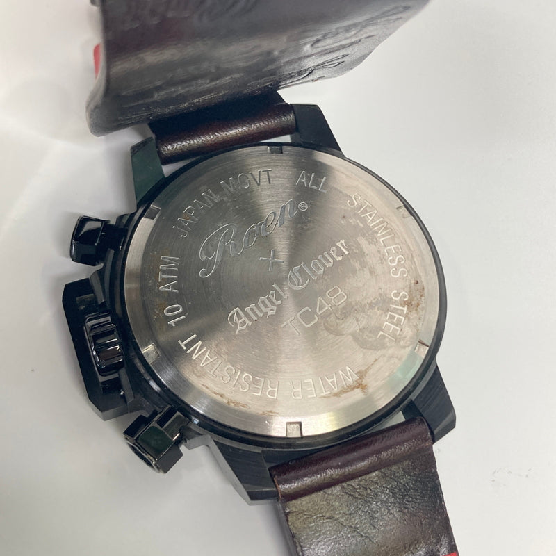 【中古品】【メンズ】 Roen ロエン × Angel Clover エンジェルクローバー 別注 コラボ WRIST WATCH TC48ROYZ リストウォッチ クォーツ 腕時計 197-260804-kk-02-hon カラー：ブラック 万代Net店
