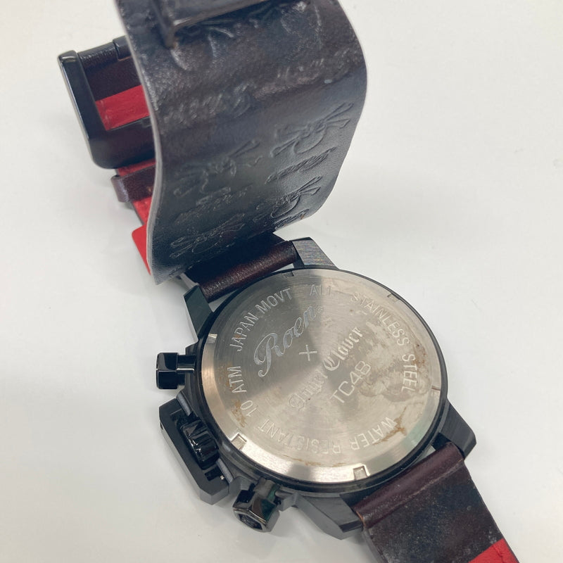 【中古品】【メンズ】 Roen ロエン × Angel Clover エンジェルクローバー 別注 コラボ WRIST WATCH TC48ROYZ リストウォッチ クォーツ 腕時計 197-260804-kk-02-hon カラー：ブラック 万代Net店