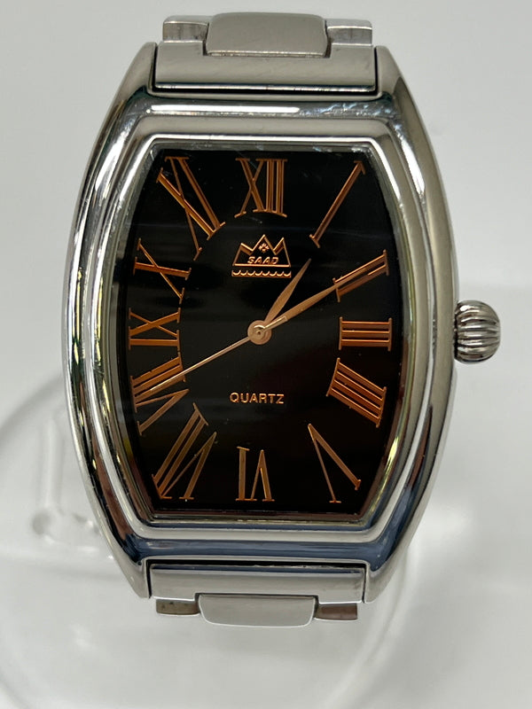 【中古品】【メンズ/レディース】 SAAD サード 天然石 オニキス文字盤 QUARTZ WRIST WATCH クォーツ 腕時計 197-260704-kk-07-hon カラー：シルバー 万代Net店