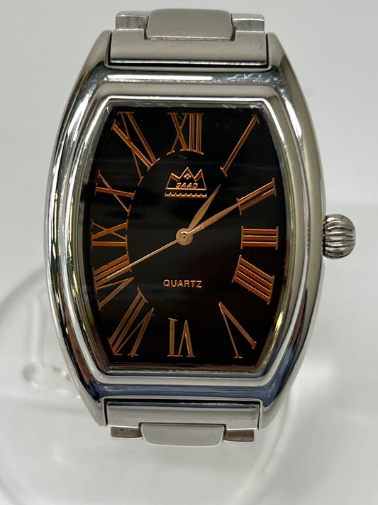【中古品】【メンズ/レディース】 SAAD サード 天然石 オニキス文字盤 QUARTZ WRIST WATCH クォーツ 腕時計 197-260704-kk-07-hon カラー：シルバー 万代Net店