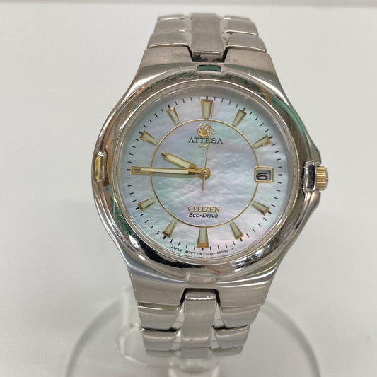 【中古品】【メンズ】 CITIZEN シチズン ATTESA Eco-Drive E110-K17951 GN-4W-S アテッサ エコドライブ ソーラークォーツ マザー・オブ・パール 腕時計 198-260804-kk-16-hon カラー：シルバー 万代Net店