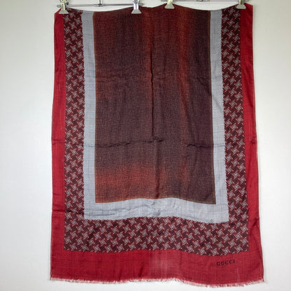 【中古品】【レディース】 GUCCI グッチ プリンス・オブ・ウェールズ プリント モダールストール 服飾雑貨 183-260804-kk-41-hon カラー：レッド 万代Net店