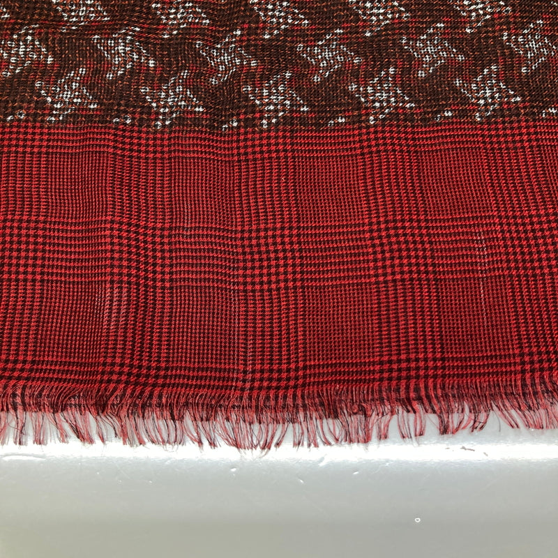 【中古品】【レディース】 GUCCI グッチ プリンス・オブ・ウェールズ プリント モダールストール 服飾雑貨 183-260804-kk-41-hon カラー：レッド 万代Net店