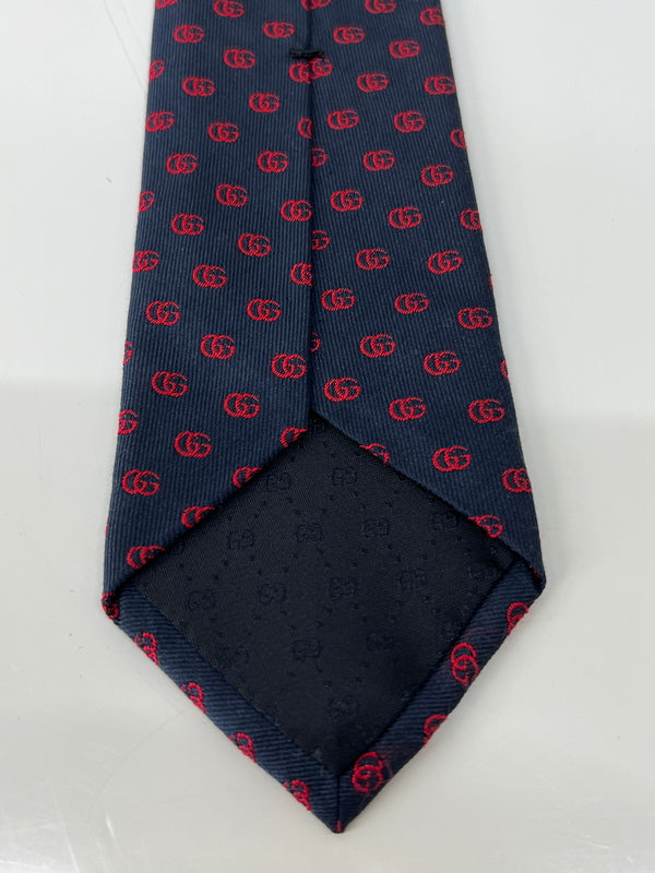 【中古品】【メンズ】 GUCCI グッチ GG LOGO SILK TIE 444421・4E002 GGロゴ シルクタイ ネクタイ 服飾雑貨 スーツ用小物 183-260727-kk-05-hon カラー：NAVY 万代Net店