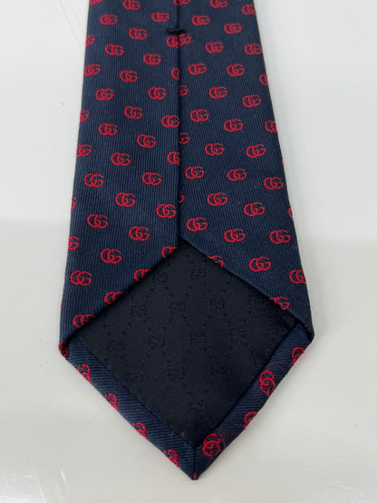 【中古品】【メンズ】 GUCCI グッチ GG LOGO SILK TIE 444421・4E002 GGロゴ シルクタイ ネクタイ 服飾雑貨 スーツ用小物 183-260727-kk-05-hon カラー：NAVY 万代Net店
