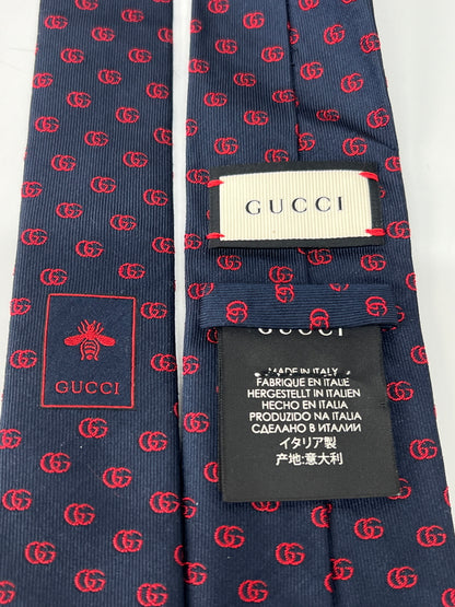 【中古品】【メンズ】 GUCCI グッチ GG LOGO SILK TIE 444421・4E002 GGロゴ シルクタイ ネクタイ 服飾雑貨 スーツ用小物 183-260727-kk-05-hon カラー：NAVY 万代Net店