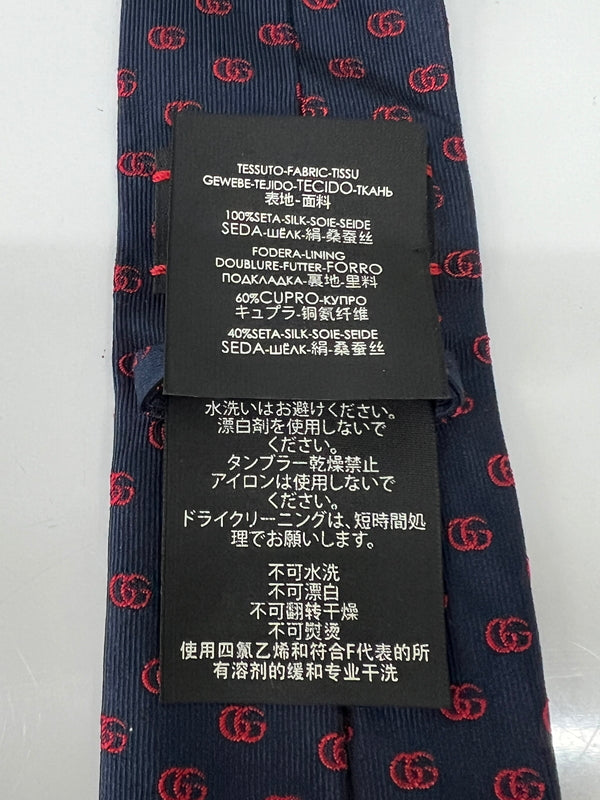 【中古品】【メンズ】 GUCCI グッチ GG LOGO SILK TIE 444421・4E002 GGロゴ シルクタイ ネクタイ 服飾雑貨 スーツ用小物 183-260727-kk-05-hon カラー：NAVY 万代Net店