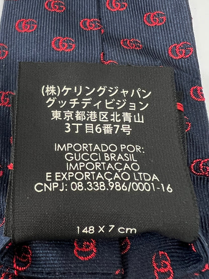 【中古品】【メンズ】 GUCCI グッチ GG LOGO SILK TIE 444421・4E002 GGロゴ シルクタイ ネクタイ 服飾雑貨 スーツ用小物 183-260727-kk-05-hon カラー：NAVY 万代Net店
