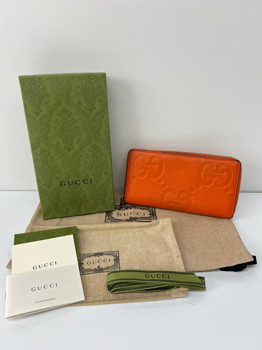 【中古品】【メンズ】 GUCCI グッチ ジャンボGG ジップアラウンドウォレット 739484・2149 長財布 ロングウォレット 181-260727-kk-04-hon カラー：ORANGE 万代Net店