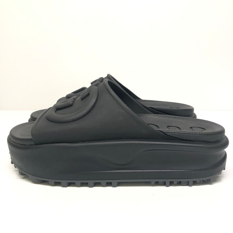 【中古品】【レディース】 GUCCI グッチ INTERLOCKING G SLIDES 692845 JF000 1000 インターロッキングG スライド サンダル 靴 183-260807-kk-13-hon サイズ：36 カラー：BLACK 万代Net店