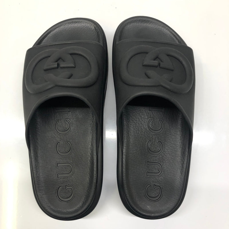 【中古品】【レディース】 GUCCI グッチ INTERLOCKING G SLIDES 692845 JF000 1000 インターロッキングG スライド サンダル 靴 183-260807-kk-13-hon サイズ：36 カラー：BLACK 万代Net店