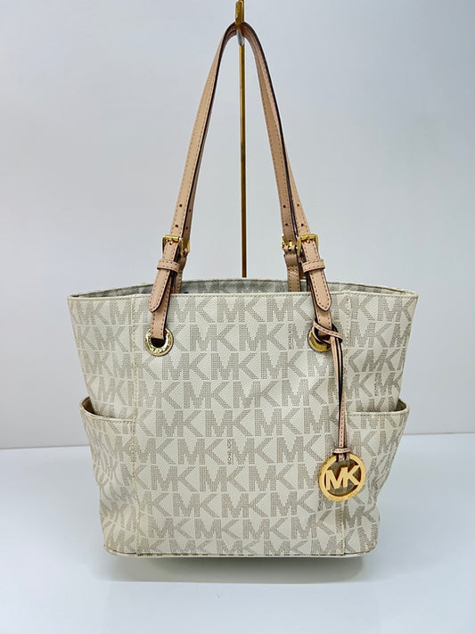 【中古品】【レディース】 MICHAEL KORS マイケルコース JET SET ITEM EW SIGNATURE TOTE 30S11TTT4B ジェットセット アイテム シグネチャー トートバッグ カバン 180-260815-kk-25-hon カラー：VANILLA 万代Net店