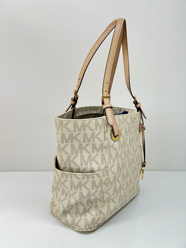【中古品】【レディース】 MICHAEL KORS マイケルコース JET SET ITEM EW SIGNATURE TOTE 30S11TTT4B ジェットセット アイテム シグネチャー トートバッグ カバン 180-260815-kk-25-hon カラー：VANILLA 万代Net店