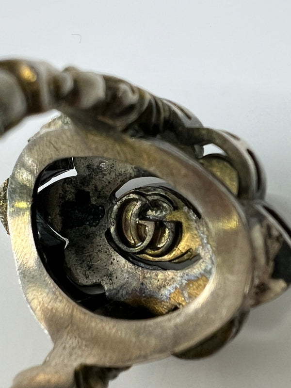 【中古品】【レディース】 GUCCI グッチ FLOUR STONE RING フラワー ストーンリング アクセサリー 指輪 183-260727-kk-06-hon サイズ：10 カラー：シルバー 万代Net店