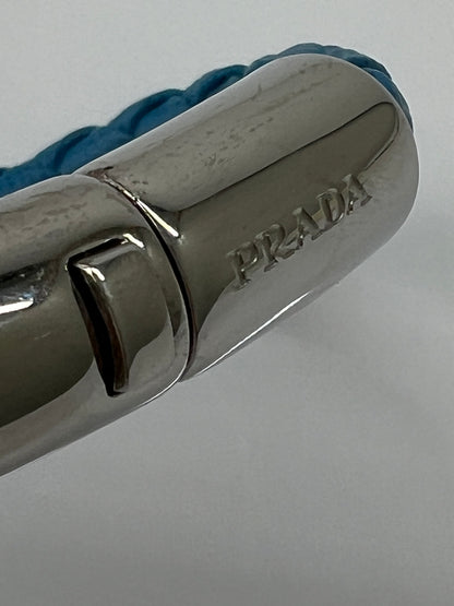 【中古品】【レディース】 PRADA プラダ ブレスレット フラワー サフィアーノ 1IB144 アクセサリー 編み込み 182-260727-kk-08-hon カラー：BLUE 万代Net店