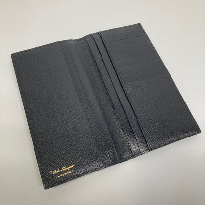 【中古品】【メンズ】 Salvatore Ferragamo サルヴァトーレ・フェラガモ LEATHER LONG WALLET レザー ロングウォレット 二つ折り長財布 181-260804-kk-29-hon カラー：ブラック 万代Net店