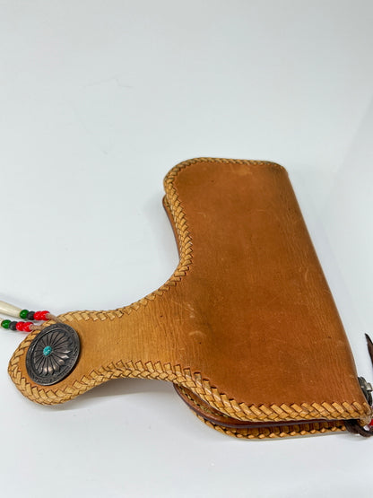 【中古品】【メンズ】 SAAD サード LEATHER BIKER WALLET レザーバイカーズウォレット 二つ折り長財布 ビーズカスタム コンチョ付き 200-260801-kk-36-hon カラー：NATURAL 万代Net店