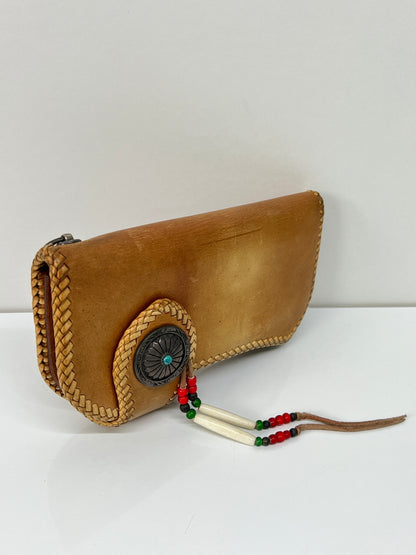 【中古品】【メンズ】 SAAD サード LEATHER BIKER WALLET レザーバイカーズウォレット 二つ折り長財布 ビーズカスタム コンチョ付き 200-260801-kk-36-hon カラー：NATURAL 万代Net店