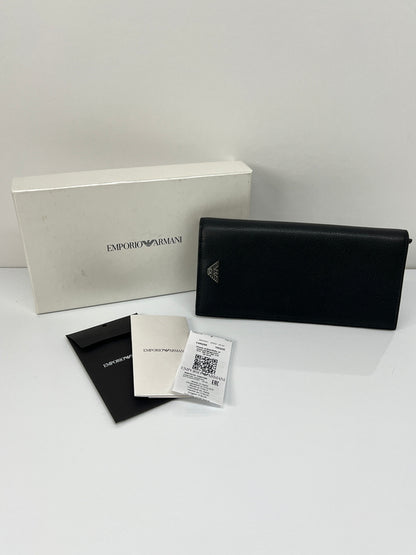 【中古品】【メンズ】 EMPORIO ARMANI エンポリオ・アルマーニ LEATHER LONG WALLET Y4R256 YAQ2E 81072 レザー ロングウォレット 二つ折り長財布 200-260801-kk-33-hon カラー：BLACK 万代Net店