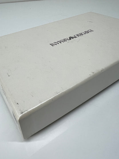 【中古品】【メンズ】 EMPORIO ARMANI エンポリオ・アルマーニ LEATHER LONG WALLET Y4R256 YAQ2E 81072 レザー ロングウォレット 二つ折り長財布 200-260801-kk-33-hon カラー：BLACK 万代Net店