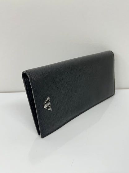 【中古品】【メンズ】 EMPORIO ARMANI エンポリオ・アルマーニ LEATHER LONG WALLET Y4R256 YAQ2E 81072 レザー ロングウォレット 二つ折り長財布 200-260801-kk-33-hon カラー：BLACK 万代Net店