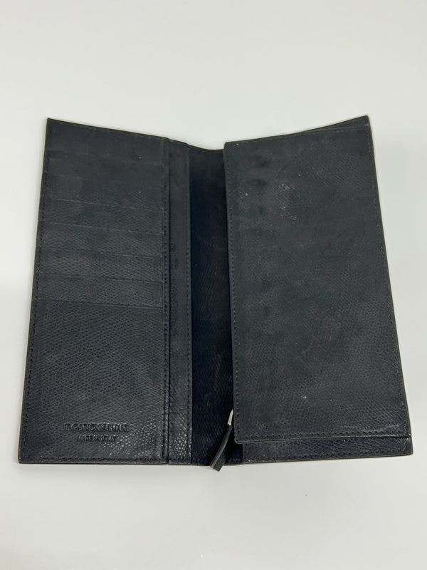 【中古品】【メンズ】 EMPORIO ARMANI エンポリオ・アルマーニ LEATHER LONG WALLET Y4R256 YAQ2E 81072 レザー ロングウォレット 二つ折り長財布 200-260801-kk-33-hon カラー：BLACK 万代Net店