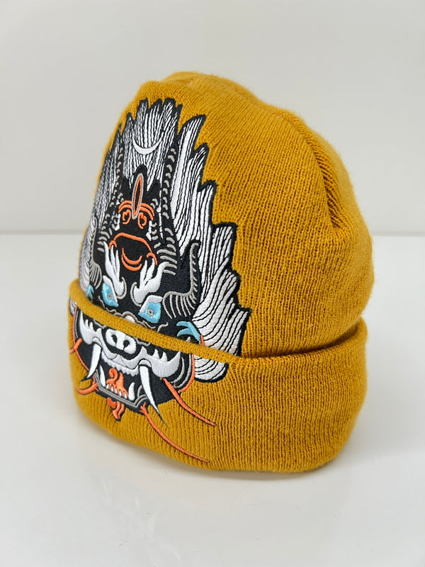【中古品】【メンズ】 Supreme シュプリーム 21AW DEMON BEANIE デモンビーニー 帽子 ニットキャップ 149-260801-kk-13-hon サイズ：F カラー：MUSTARD 万代Net店