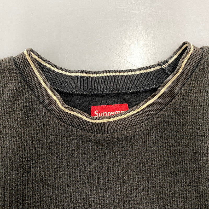 【中古品】【メンズ】 SUPREME シュプリーム 19SS STRIPE RIB WAFFLE TOP ストライプ リブ ワッフル トップ トップス 半袖 149-260706-cs-02-izu サイズ：M カラー：ブラック 万代Net店