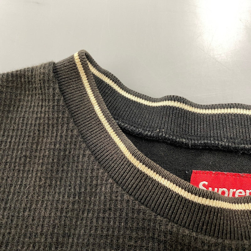 【中古品】【メンズ】 SUPREME シュプリーム 19SS STRIPE RIB WAFFLE TOP ストライプ リブ ワッフル トップ トップス 半袖 149-260706-cs-02-izu サイズ：M カラー：ブラック 万代Net店