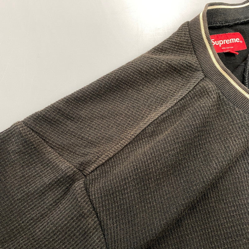 【中古品】【メンズ】 SUPREME シュプリーム 19SS STRIPE RIB WAFFLE TOP ストライプ リブ ワッフル トップ トップス 半袖 149-260706-cs-02-izu サイズ：M カラー：ブラック 万代Net店