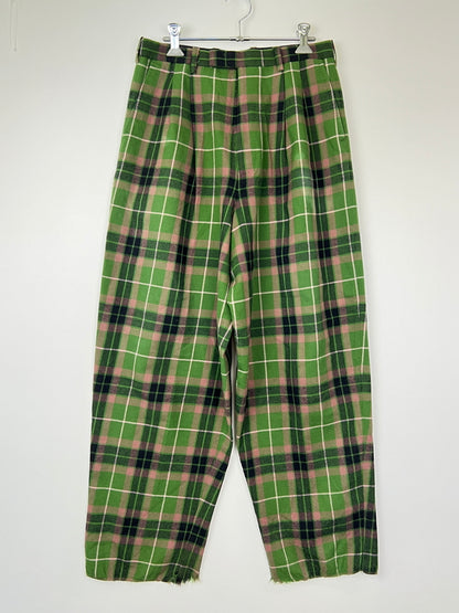【中古品】【メンズ】 LAD MUSICIAN ラッドミュージシャン 18SS TARTAN CHECK TWO TUCK WIDE SLACKS 2118-572 タータン チェック 2タック ワイド スラックス ボトムス 151-260808-SH-15-hon サイズ：42 カラー：グリーン 万代Net店