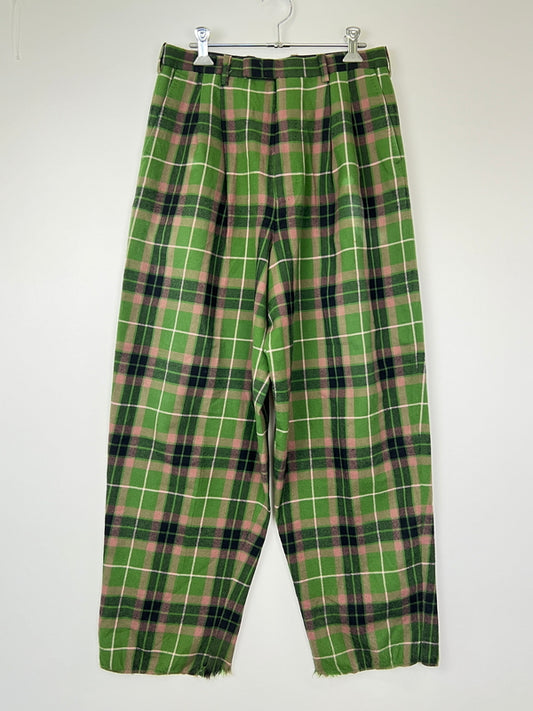 【中古品】【メンズ】 LAD MUSICIAN ラッドミュージシャン 18SS TARTAN CHECK TWO TUCK WIDE SLACKS 2118-572 タータン チェック 2タック ワイド スラックス ボトムス 151-260808-SH-15-hon サイズ：42 カラー：グリーン 万代Net店