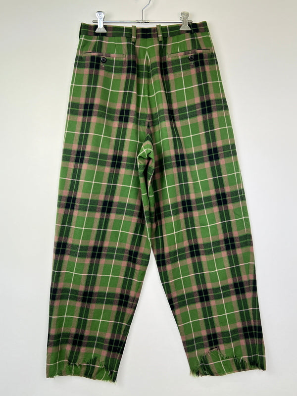 【中古品】【メンズ】 LAD MUSICIAN ラッドミュージシャン 18SS TARTAN CHECK TWO TUCK WIDE SLACKS 2118-572 タータン チェック 2タック ワイド スラックス ボトムス 151-260808-SH-15-hon サイズ：42 カラー：グリーン 万代Net店