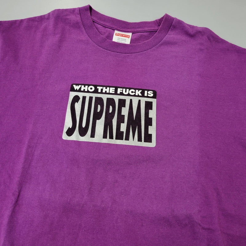 【中古品】【メンズ】 SUPREME シュプリーム 19SS WHO THE FUCK TEE フー ザ ファック Tシャツ トップス 半袖 149-260630-ya-01-izu サイズ：M カラー：パープル 万代Net店