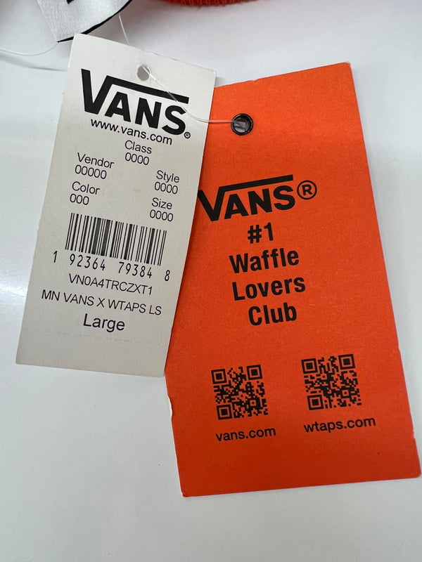 【中古品】【メンズ】 WTAPS ダブルタップス × VANS バンズ 別注 コラボ 20AW LONG SLEEVE TｰSHIRT VN0A4TRCZXT1 ロングスリーブ Tシャツ 長袖 トップス 142-260801-kk-17-hon サイズ：L カラー：ORANGE 万代Net店