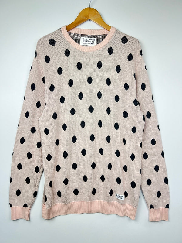 【中古品】【メンズ】 WACKO MARIA ワコマリア DOT JACQUARD KNIT SWEATER ドット ジャガード ニット セーター トップス 142-260808-SH-01-hon サイズ：XL カラー：ピンク/ブラック系 万代Net店