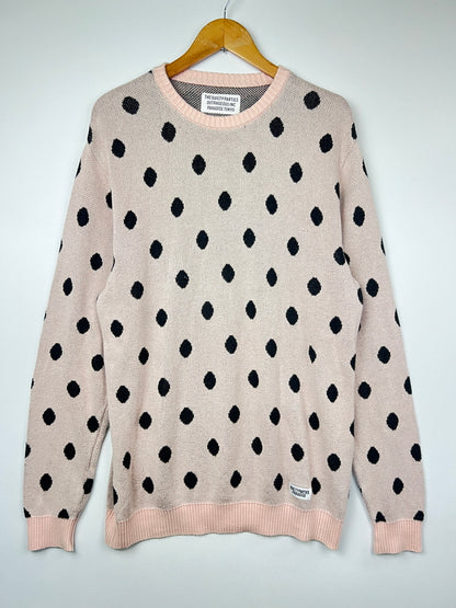 【中古品】【メンズ】 WACKO MARIA ワコマリア DOT JACQUARD KNIT SWEATER ドット ジャガード ニット セーター トップス 142-260808-SH-01-hon サイズ：XL カラー：ピンク/ブラック系 万代Net店