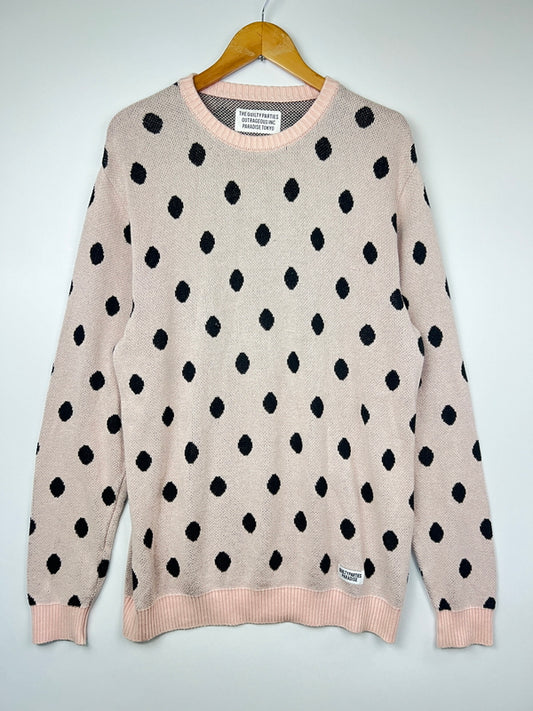【中古品】【メンズ】 WACKO MARIA ワコマリア DOT JACQUARD KNIT SWEATER ドット ジャガード ニット セーター トップス 142-260808-SH-01-hon サイズ：XL カラー：ピンク/ブラック系 万代Net店