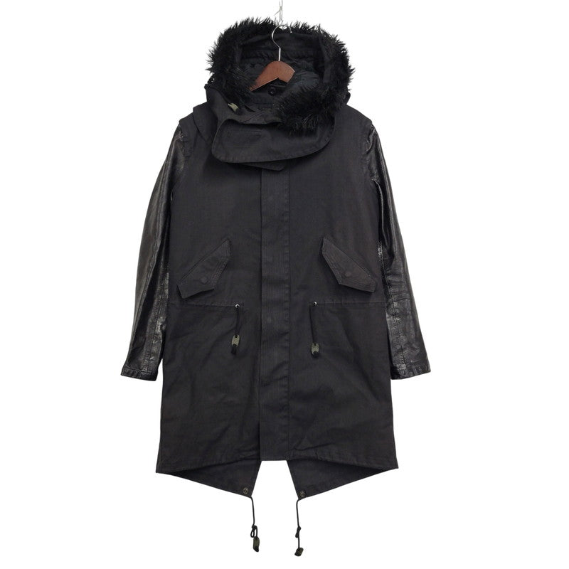 【現状渡し品】【レディース】 CHRISTIAN DADA クリスチャンダダ QUILTING LINER SWITCHING LEATHER MOD COAT キルティングライナー スイッチング レザー モッズコート 168-260829-as-18-izu サイズ：M カラー：ブラック 万代Net店