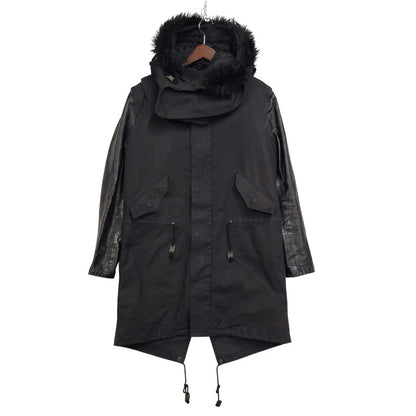 【現状渡し品】【レディース】 CHRISTIAN DADA クリスチャンダダ QUILTING LINER SWITCHING LEATHER MOD COAT キルティングライナー スイッチング レザー モッズコート 168-260829-as-18-izu サイズ：M カラー：ブラック 万代Net店