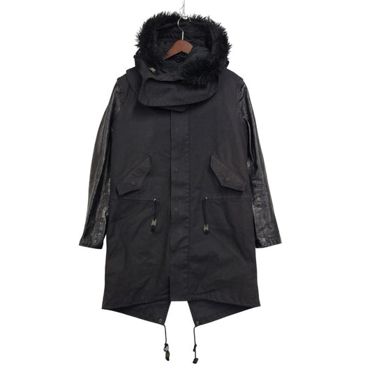 【現状渡し品】【レディース】 CHRISTIAN DADA クリスチャンダダ QUILTING LINER SWITCHING LEATHER MOD COAT キルティングライナー スイッチング レザー モッズコート 168-260829-as-18-izu サイズ：M カラー：ブラック 万代Net店