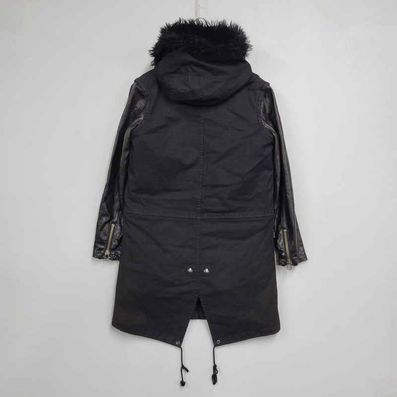【現状渡し品】【レディース】 CHRISTIAN DADA クリスチャンダダ QUILTING LINER SWITCHING LEATHER MOD COAT キルティングライナー スイッチング レザー モッズコート 168-260829-as-18-izu サイズ：M カラー：ブラック 万代Net店
