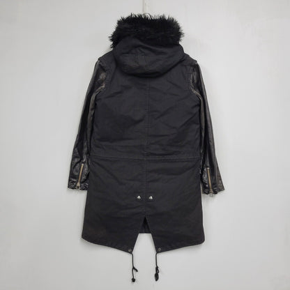 【現状渡し品】【レディース】 CHRISTIAN DADA クリスチャンダダ QUILTING LINER SWITCHING LEATHER MOD COAT キルティングライナー スイッチング レザー モッズコート 168-260829-as-18-izu サイズ：M カラー：ブラック 万代Net店