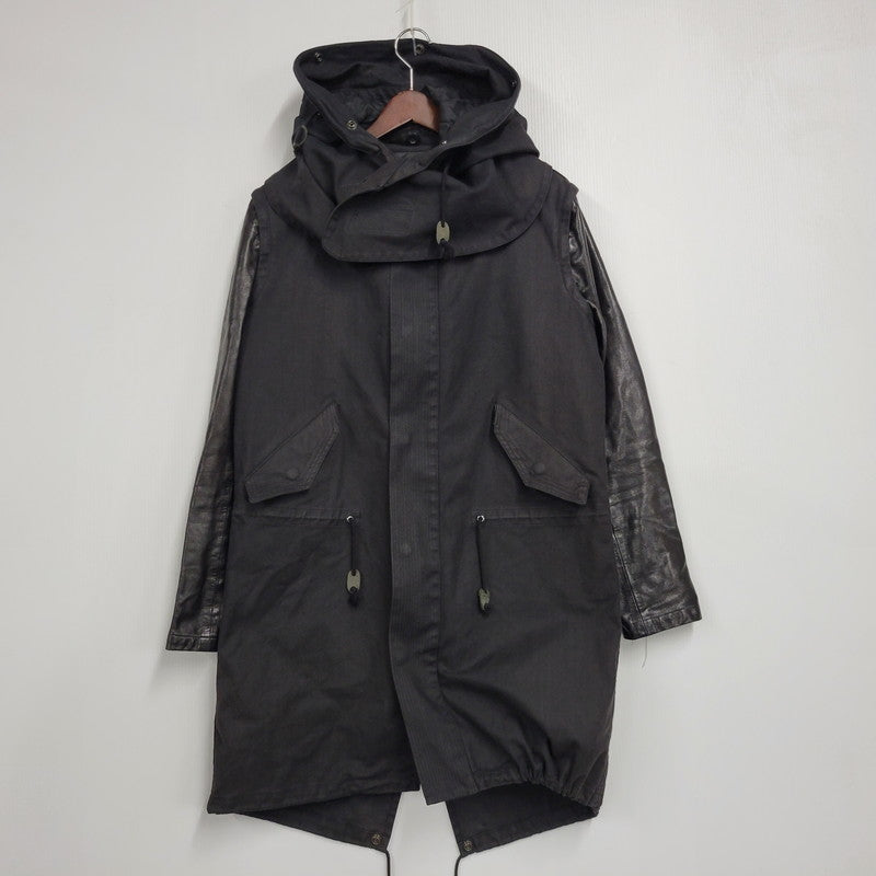 【現状渡し品】【レディース】 CHRISTIAN DADA クリスチャンダダ QUILTING LINER SWITCHING LEATHER MOD COAT キルティングライナー スイッチング レザー モッズコート 168-260829-as-18-izu サイズ：M カラー：ブラック 万代Net店