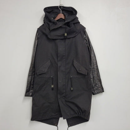 【現状渡し品】【レディース】 CHRISTIAN DADA クリスチャンダダ QUILTING LINER SWITCHING LEATHER MOD COAT キルティングライナー スイッチング レザー モッズコート 168-260829-as-18-izu サイズ：M カラー：ブラック 万代Net店