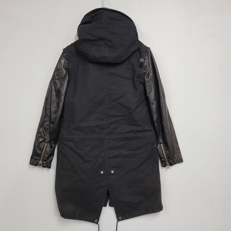 【現状渡し品】【レディース】 CHRISTIAN DADA クリスチャンダダ QUILTING LINER SWITCHING LEATHER MOD COAT キルティングライナー スイッチング レザー モッズコート 168-260829-as-18-izu サイズ：M カラー：ブラック 万代Net店
