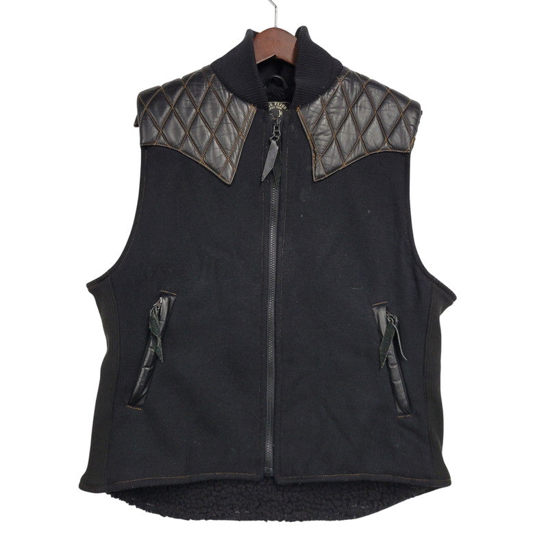 【中古品】【メンズ】 SKULL FLIGHT スカルフライト RIDERS LUMBER JACK VEST ライダース ランバー ジャック ベスト アウター 145-260812-cs-12-izu サイズ：38 カラー：ブラック 万代Net店