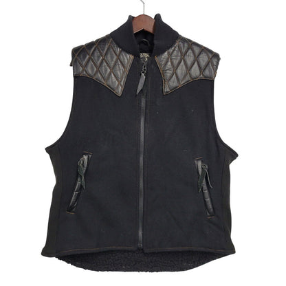 【中古品】【メンズ】 SKULL FLIGHT スカルフライト RIDERS LUMBER JACK VEST ライダース ランバー ジャック ベスト アウター 145-260812-cs-12-izu サイズ：38 カラー：ブラック 万代Net店
