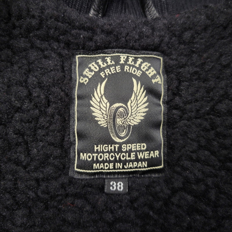 【中古品】【メンズ】 SKULL FLIGHT スカルフライト RIDERS LUMBER JACK VEST ライダース ランバー ジャック ベスト アウター 145-260812-cs-12-izu サイズ：38 カラー：ブラック 万代Net店
