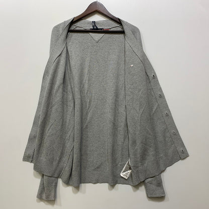 【中古美品】【メンズ】 TOMMY HILFIGER トミーヒルフィガー MW40197 コットンシルクブレンドカーディガン トップス 147-260715-kh-04-izu サイズ：XL カラー：グレー 万代Net店